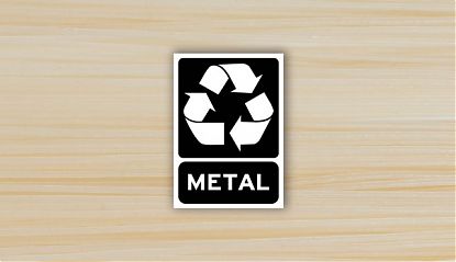  Adhesivo pegatinas de reciclaje de residuos METAL - Signo de reciclaje pegatinas para RESIDUOS DE METAL 08105