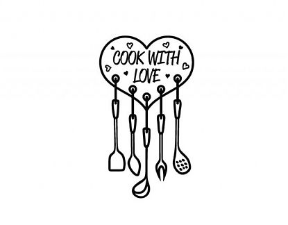  Vinilo decorativo de texto para cocinas cook with love - vinilos para pared 06317
