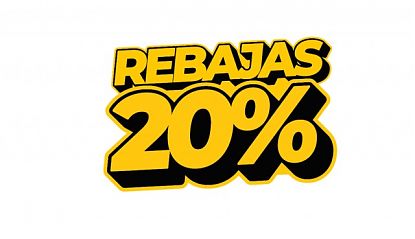 Vinilo adhesivo troquelado REBAJAS para escaparates – Pegatina de rebajas con porcentaje y medida 100% personalizables para tiendas de España 09964