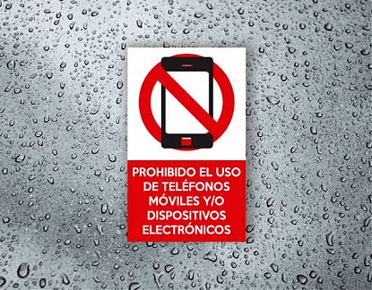  Vinilo adhesivo Prohibido el uso de teléfonos móviles y/o dispositivos electrónicos 07288