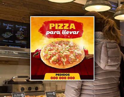  PIZZA PARA LLEVAR - Vinilo adhesivo personalizado especial pizza para llevar 07024
