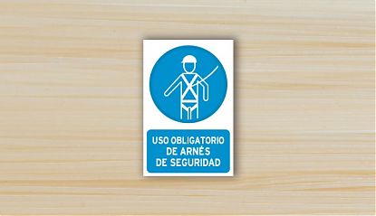  Cartel de uso obligatorio de arnés de seguridad - Vinilo adhesivo uso obligatorio de arnés de seguridad comprar señal 08122