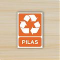  Señales adhesivas reciclaje PILAS -  Etiqueta adhesiva de vinilo para reciclar pilas usadas - Pegatina para contenedor para reciclaje de pilas 08114