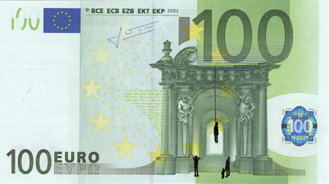  banknote bombing ♥ 100 euro banknote