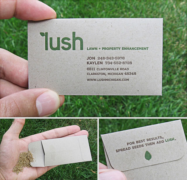 Tarjeta comercial Lush. Diseño: Struck, USA