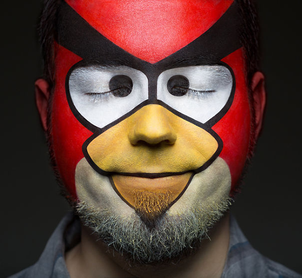 angry birds maquillaje corporal