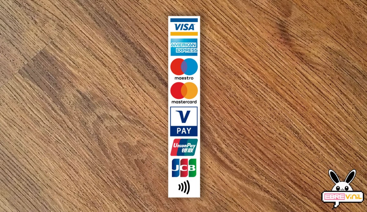 cartel adhesivo pagos con tarjeta
