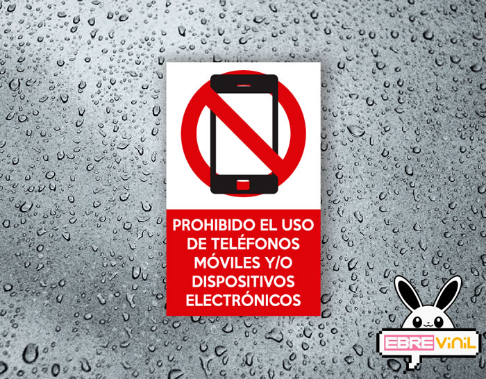Vinilo adhesivo "Prohibido el uso de teléfonos móviles y/o dispositivos electrónicos
