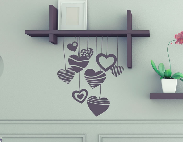 vinilo con corazones ideal para decorar paredes, escaparates, madera, metales o espejos