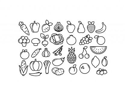  Kit de iconos en vinilo adhesivo para fruterías y verdulerías Mundo vegetal 05962