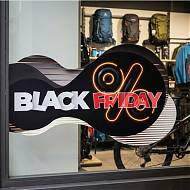 Vinilo Black Friday con efecto neón y forma orgánica - Adhesivo troquelado con orientación izquierda o derecha para escaparates 010027