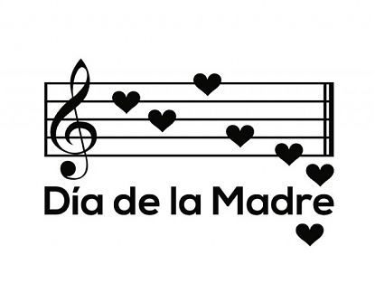  Vinilo Día de la Madre especial escaparates Notas musicales con corazones 05688