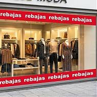Pack 3 Vinilos Impresos REBAJAS 120x15 cm. unidad - Adhesivos Modulares para Escaparates de Tiendas 010012