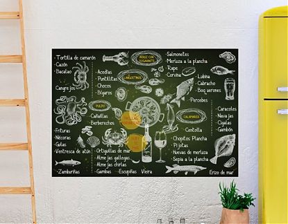  Mural impreso sobre vinilo adhesivo para bares y restaurantes Pescados y mariscos, murales decorativos para bares 05852