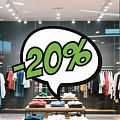 Vinilo impreso troquelado de descuento (10%, 20%, 30% y 50%) para escaparates - Pegatina adhesiva personalizada de rebajas 09983