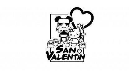  Vinilo decorativo de corte San Valentín para tiendas juveniles – diseño manga divertido 09897