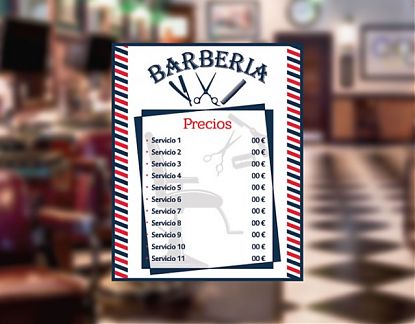  Cartel impreso sobre vinilo adhesivo con precios personalizados para barberías 06037