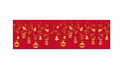 Vinilo navideño dorado sobre rojo - Adornos de Navidad para decorar escaparates de tiendas 010022