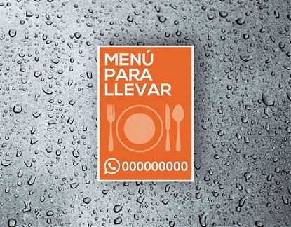  MENÚ PARA LLEVAR - Vinilo adhesivo pesronalizado para bares y restaurantes 07015