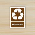  Señal de reciclaje de madera impresa sobre vinilo adhesivo - Pegatinas de reciclaje madera - Senal Adhesivo Reciclaje Madera 08106
