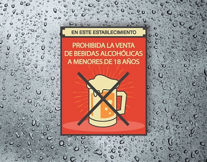  Vinilo adhesivo PROHIBIDA LA VENTA DE BEBIDAS ALCOHÓLICAS A MENORES DE 18 AÑOS - carteles, rótulos, pegatinas 07230