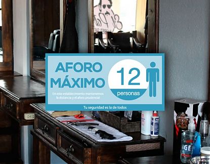  AFORO MÁXIMO - Vinilo adhesivo personalizado informativo sobre el aforo máximo en tiendas, negocios, bares y restaurantes 06986