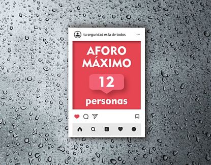  Vinilo adhesivo personalizado AFORO MÁXIMO  - especial para tiendas, negocios de hostelería, empresas y consultas médicas 07100