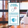  Vinilo adhesivo LLAMAR AL TIMBRE + OBLIGACIÓN  DEL USO DE MASCARILLAS 07080
