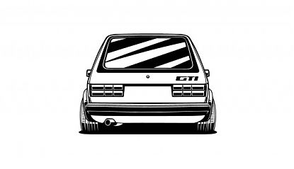  Silueta coche GOLF GTI CLÁSICO - Vinilo adhesivo de corte con silueta automóvil GOLF GTI decoración de paredes 08489