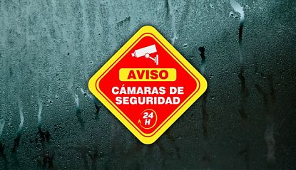 Cartel resistente impreso sobre vinilo adhesivo AVISO CÁMARAS DE SEGURIDAD 24H. - Cartel videovigilancia - vinilo cartel cámaras de seguridad 08361
