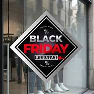 VINILO ROMBOIDAL BLACK FRIDAY REBAJAS - DISEÑO DIAMANTE PROFESIONAL PARA ESCAPARATES COMERCIALES 010053