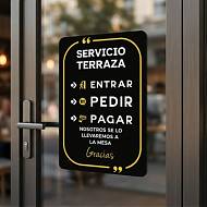 0Vinilo Adhesivo Servicio Terraza con Laminado Protector para Mesas – Evita Consultas Repetitivas y Agiliza tu Servicio 10006