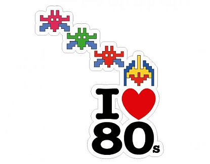  Sticker Vinilo Troquelado Tema Videojuegos - Arcade I Love 80 Galaga 01016