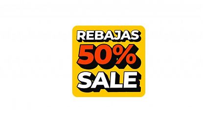 Vinilo adhesivo REBAJAS SALE para escaparates, aparadores y cristaleras – Cartel adhesivo personalizable en porcentaje y medida para comercios 09965