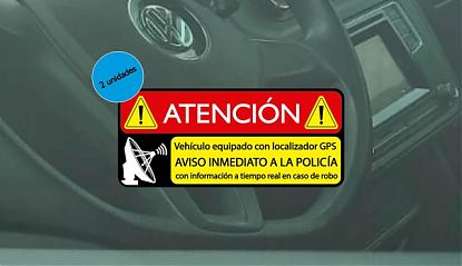  2 unidades - vinilos adhesivos pegatina sticker alarma con aviso sistema gps para coche o moto - PEGATINA ANTIRROBO COCHES 08186