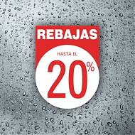 Cartel impreso personalizado sobre vinilo adhesivo pra campañas de REBAJAS en escaparates 07966
