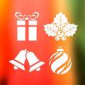  Decoración navideña con vinilos adhesivos acebo, regalo, campanas y bola de navidad 05047