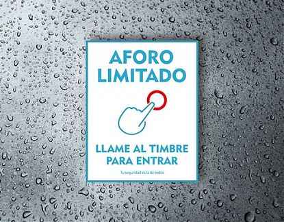  Vinilo adhesivo AFORO LIMITADO - LLAME AL TIMBRE PARA ENTRAR 07099