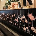  Tira de vinilo navideño rosa y dorado - Decoración navideña elegante para escaparates de tiendas 010021