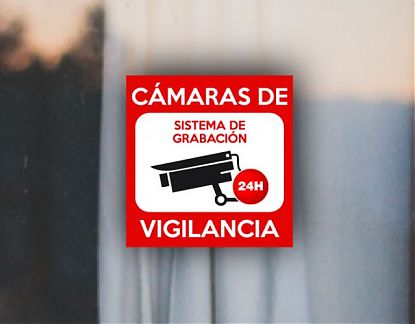  Vinilo adhesivo a modo de cartel disuasorio CÁMARAS DE VIGILANCIA - SISTEMA DE GRABACIÓN 24H. 06404