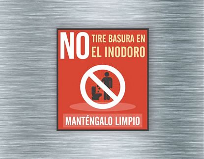  Vinilo adhesivo NO TIRE BASURA EN EL INODORO - MANTÉNGALO LIMPIO 07369