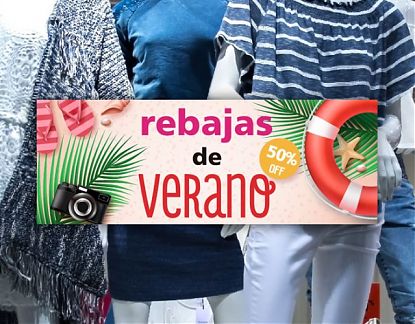  Cartel impreso sobre vinilo adhesivo para la promoción de REBAJAS DE VERANO 06464