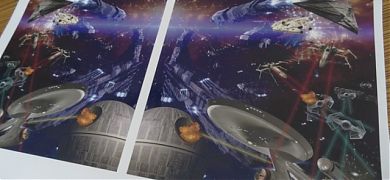 Diseño e impresión de las artes finales Star Wars - Star Trek para la decoración de una recreativa BARTOP