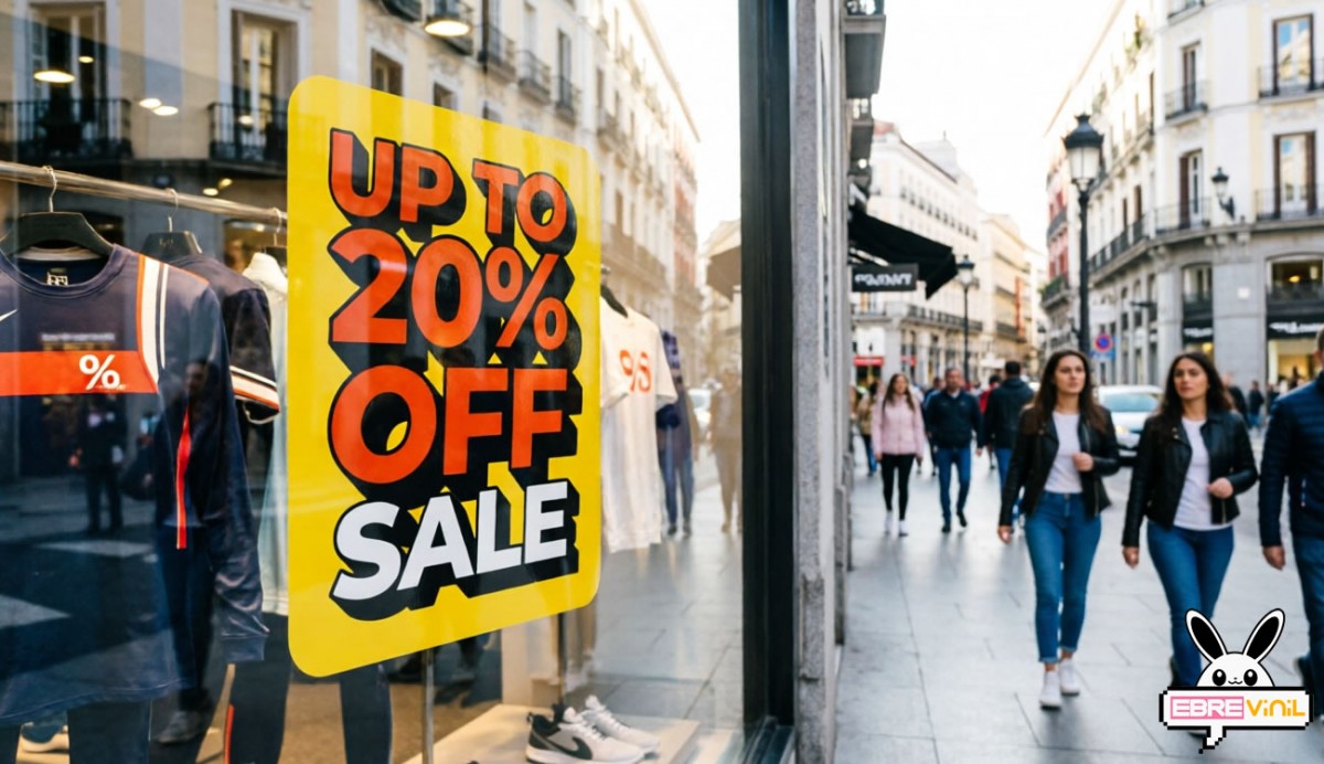 Adhesivo impreso de rebajas sobre cristal de comercio