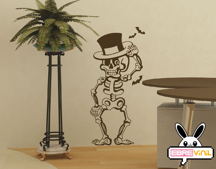 Vinilo adhesivo Halloween "Esqueleto con sombrero"