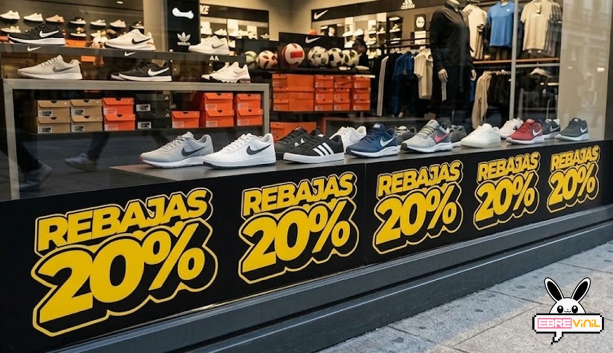 Adhesivo troquelado rebajas aplicado en cristal de tienda