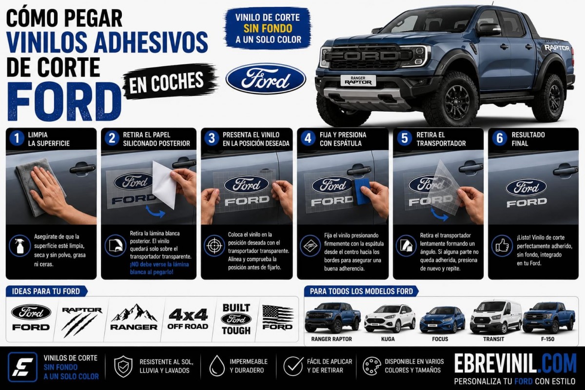como pegar vinilos adhesivos pegatinas coches FORD