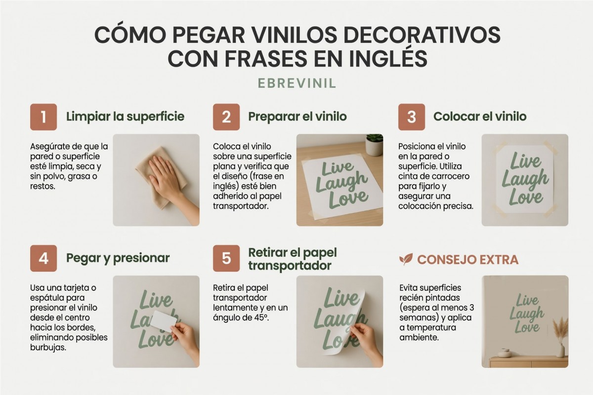 guia instalacion vinilos decorativos frases en ingles