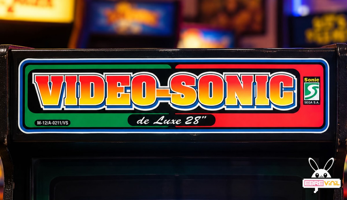 Marquesina adhesiva Video Sonic Deluxe 28 impresa en vinilo para restauración de máquinas recreativas arcade Sega Sonic
