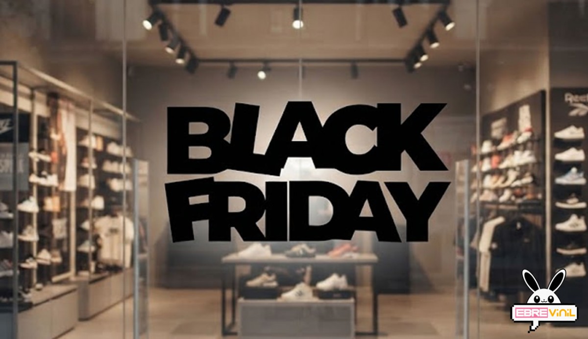 Rotulación comercial de escaparate con letras adhesivas BLACK FRIDAY